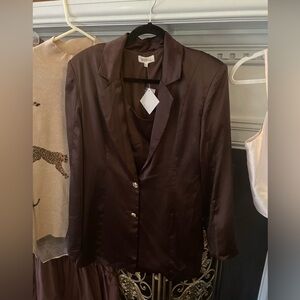 Tuckernuck nwt brown satin blazer and corset tank small